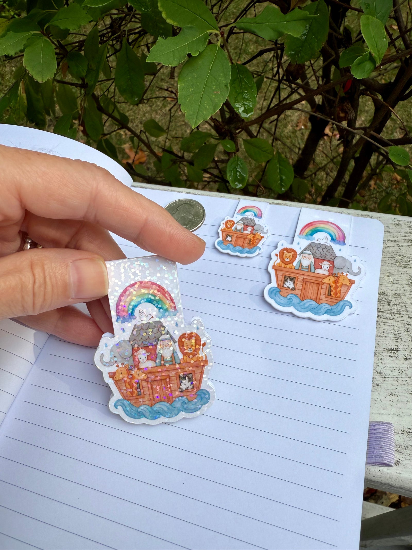 Noah's Ark bookmark on a book