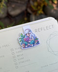 Reading boba lover Mini-Marks magnetic bookmark with cozy girl design