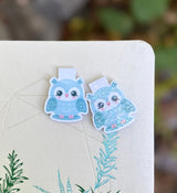 Owl Mini-Marks magnetic bookmark with aqua-blue owl design