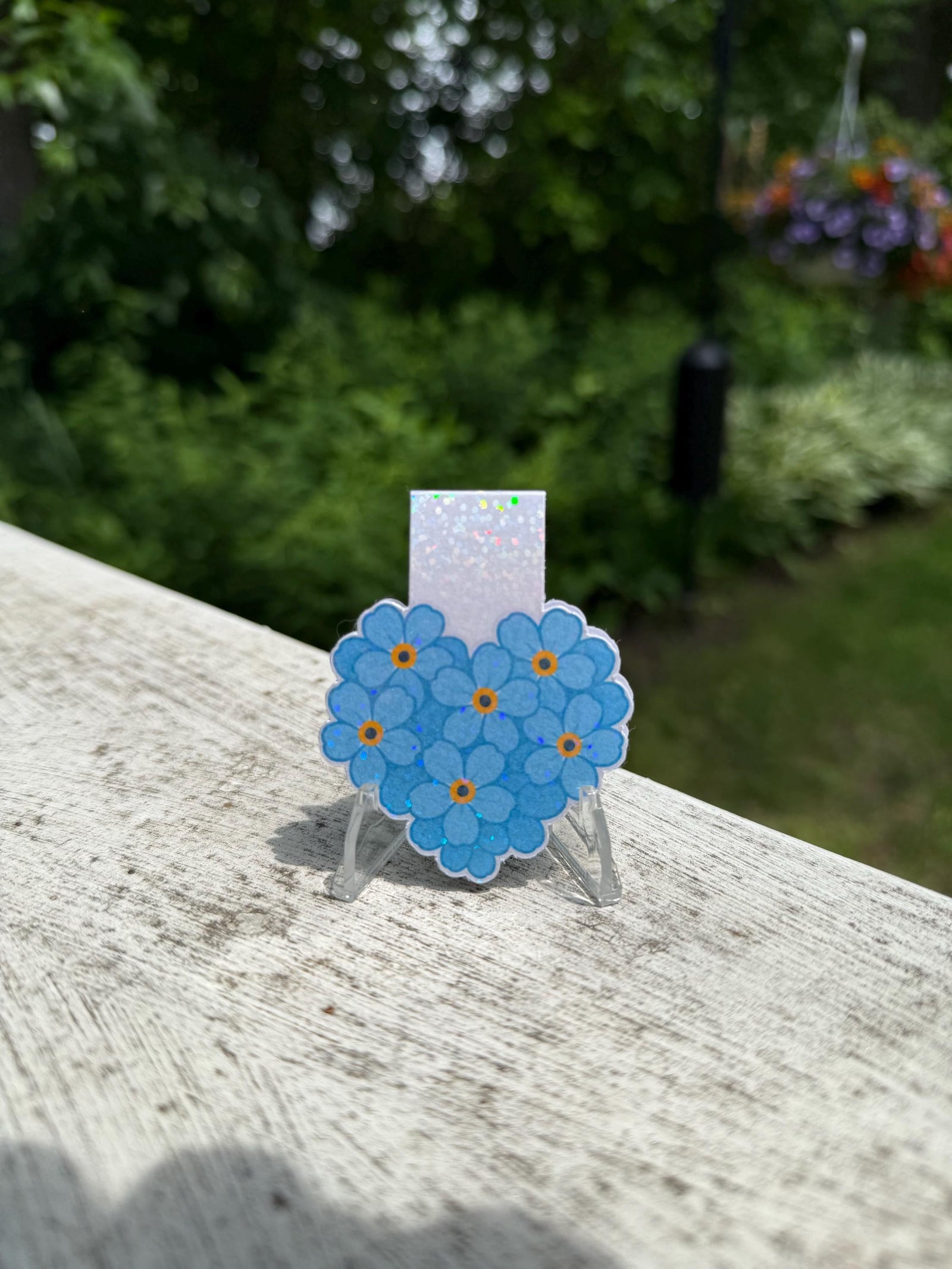 Forget me not bookmark design close-up