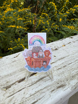 Noah's Ark magnetic bookmark with rainbow and animals
