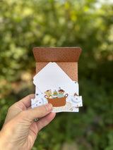 Giraffe and teddy gift card holder with sticker