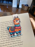 Whimsical llama magnetic bookmark with textile patterns
