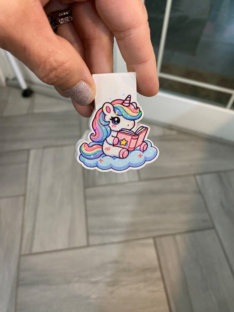 Unicorn bookmark holographic sparkle detail