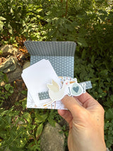 Stork baby gift card holder open showing pocket