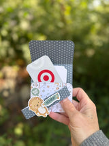 Lion baby boy gift card holder open showing pocket