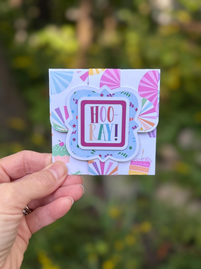 Hooray birthday card confetti design