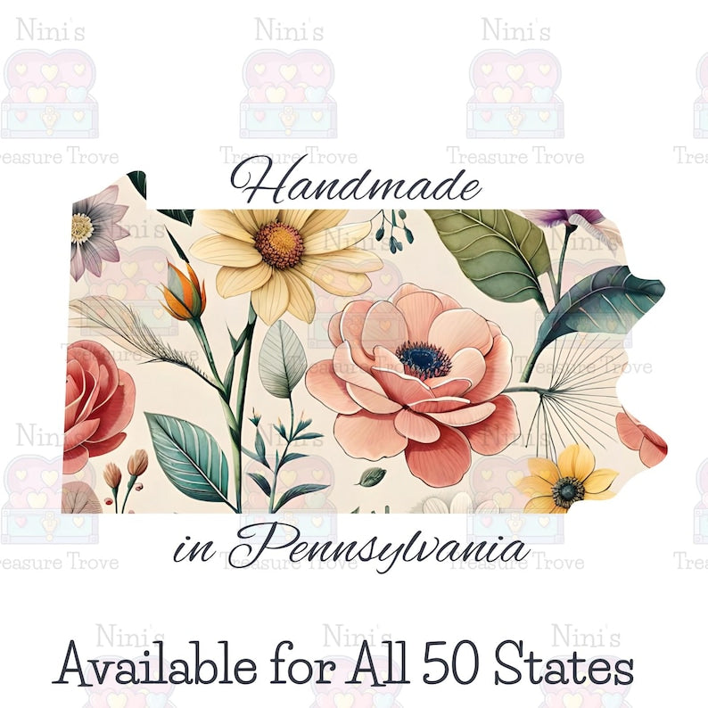 Floral Handmade in Your State sticker sheet