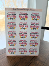 Thank you order sticker design detail
