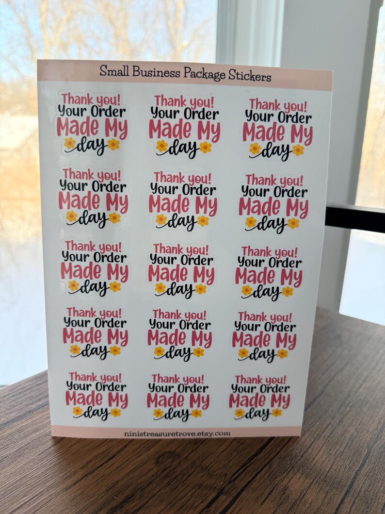 Thank you order sticker design detail
