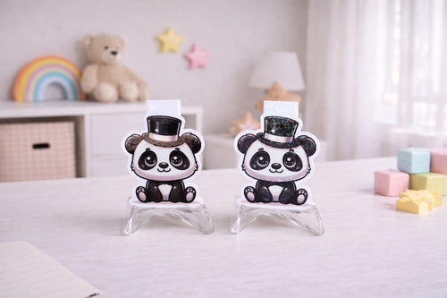 Dapper Panda magnetic bookmark with top hat and bow tie
