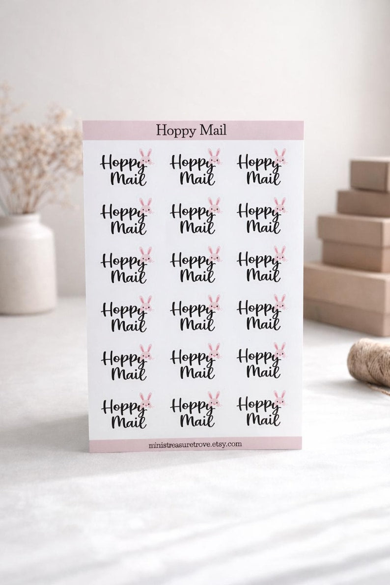 Easter Hoppy Mail packaging sticker sheet