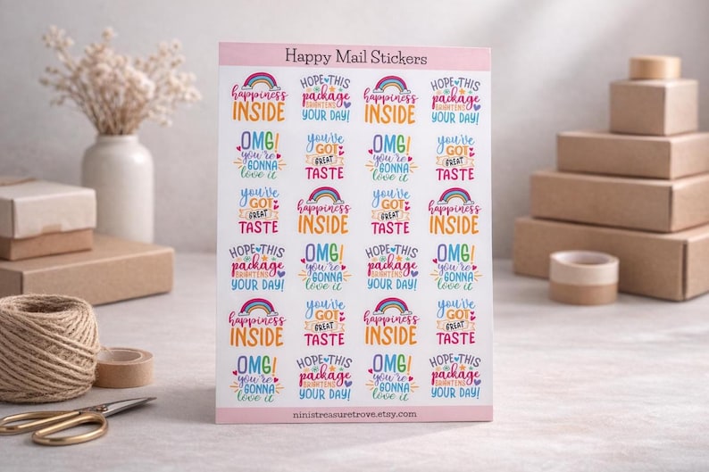 Happy Mail Business packaging sticker sheet