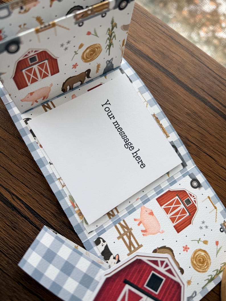 Farmhouse barn card trifold detail