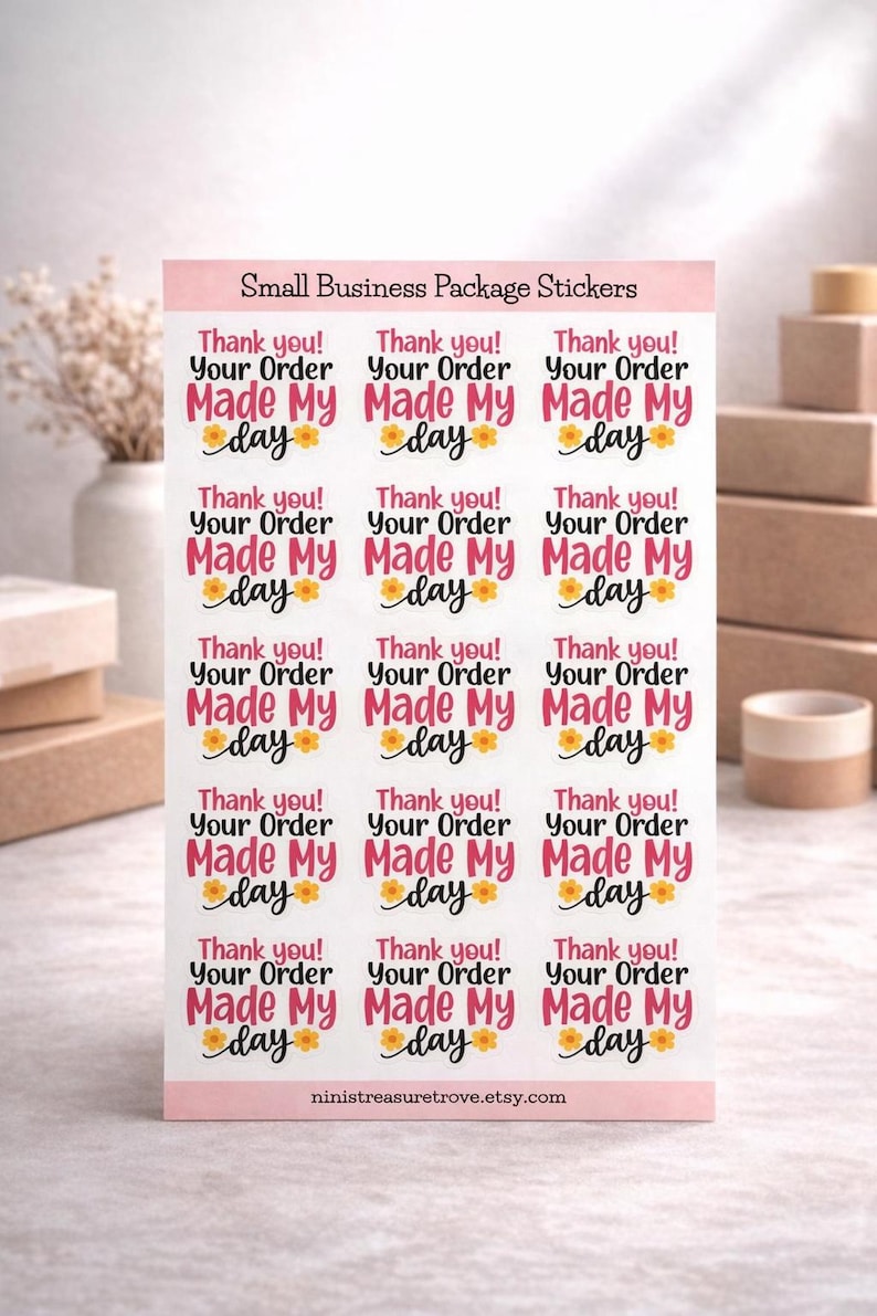 Thank You For Your Order packaging sticker sheet