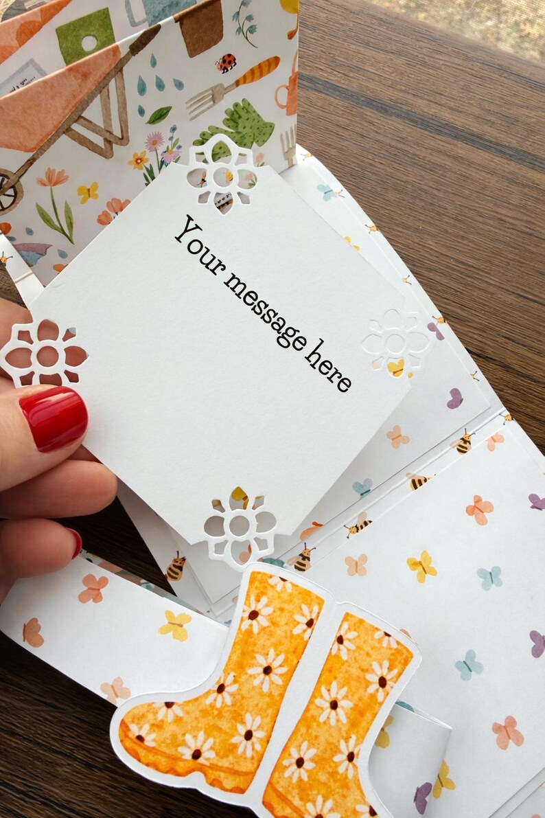 Spring garden card pop-up gift card holder