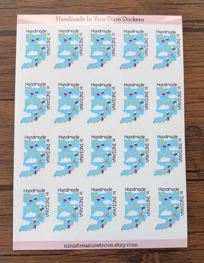 Handmade in your state sticker example