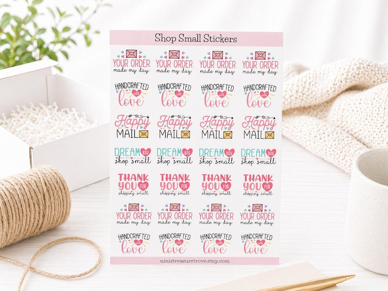Laminated Shop Small Business sticker sheet