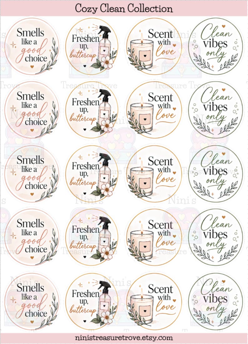 Clean and Cozy sticker design detail