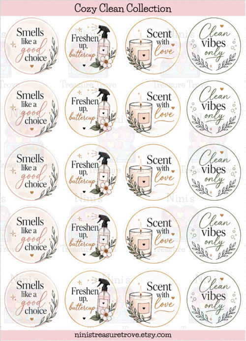 Clean and Cozy sticker design detail