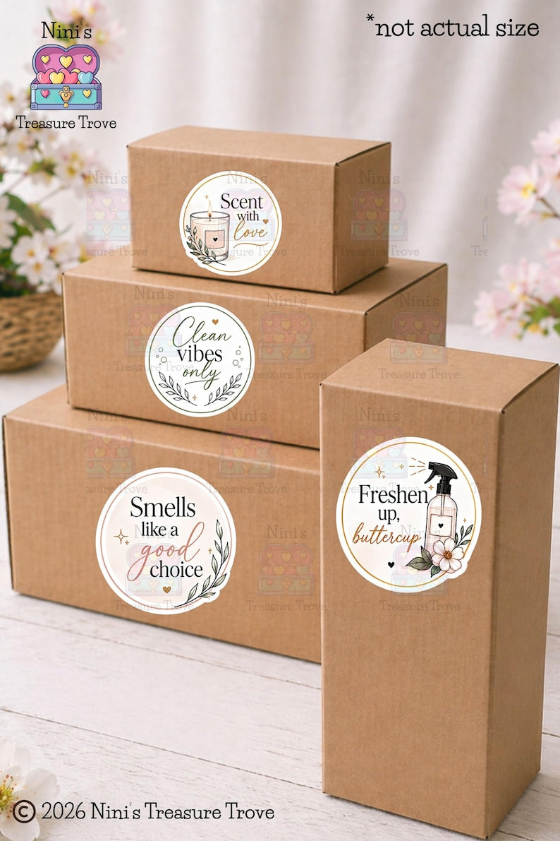 Clean and Cozy packaging sticker sheet