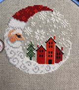 Cross-stitch embroidery — Santa Christmas Village design unframed