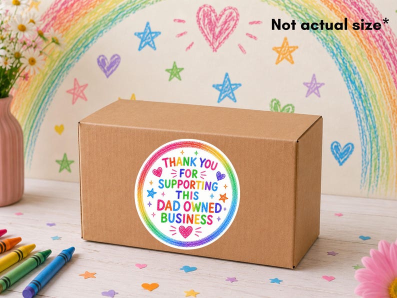 Crayon business stickers on packaging
