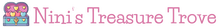 Nini's Treasure Trove horizontal wordmark logo with pink heart treasure-chest icon